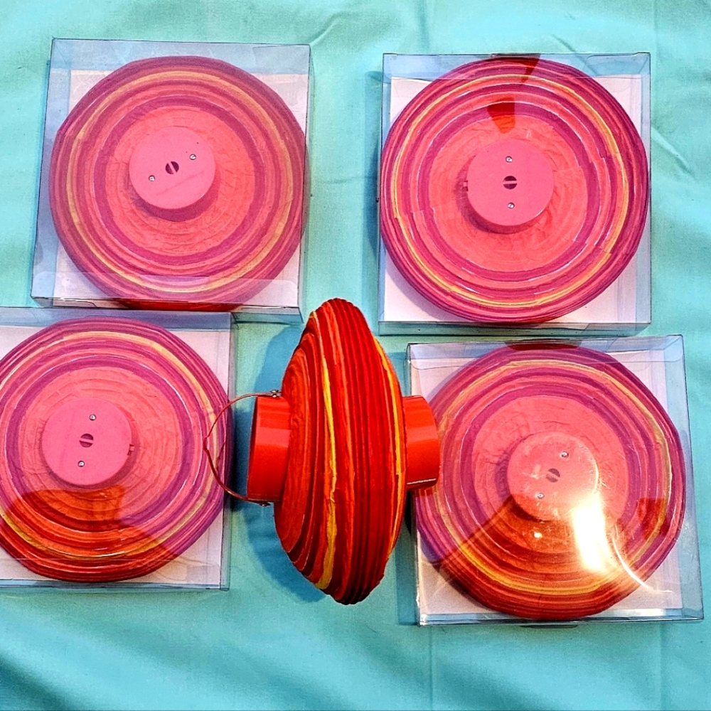 5 ROUND ORANGE PAPER LANTERNS